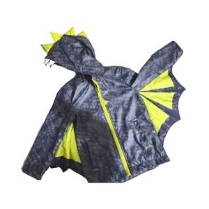 Cat & Jack 4T Kids Dinosaur Rain Wind Jacket Full Zip w/ Wings & Hood Horns